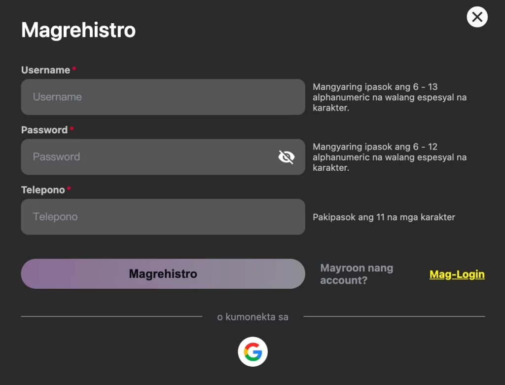 P666 account creation confirmation with welcome message
